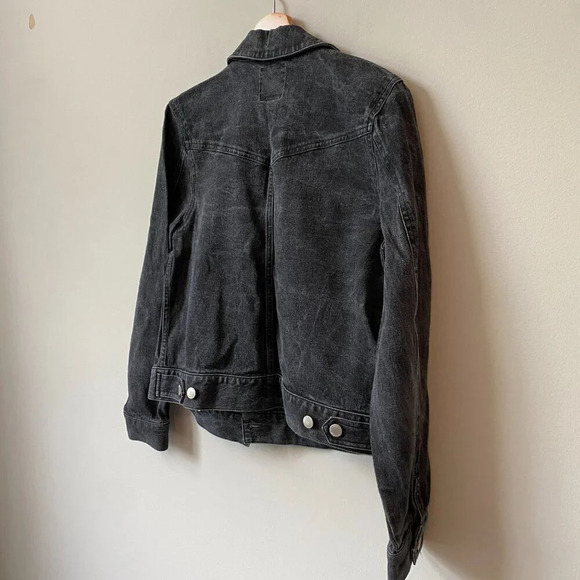 Isaac Mizrahi for Target Women's Medium Double Breasted Black Denim Jean Jacket - Picture 14 of 16